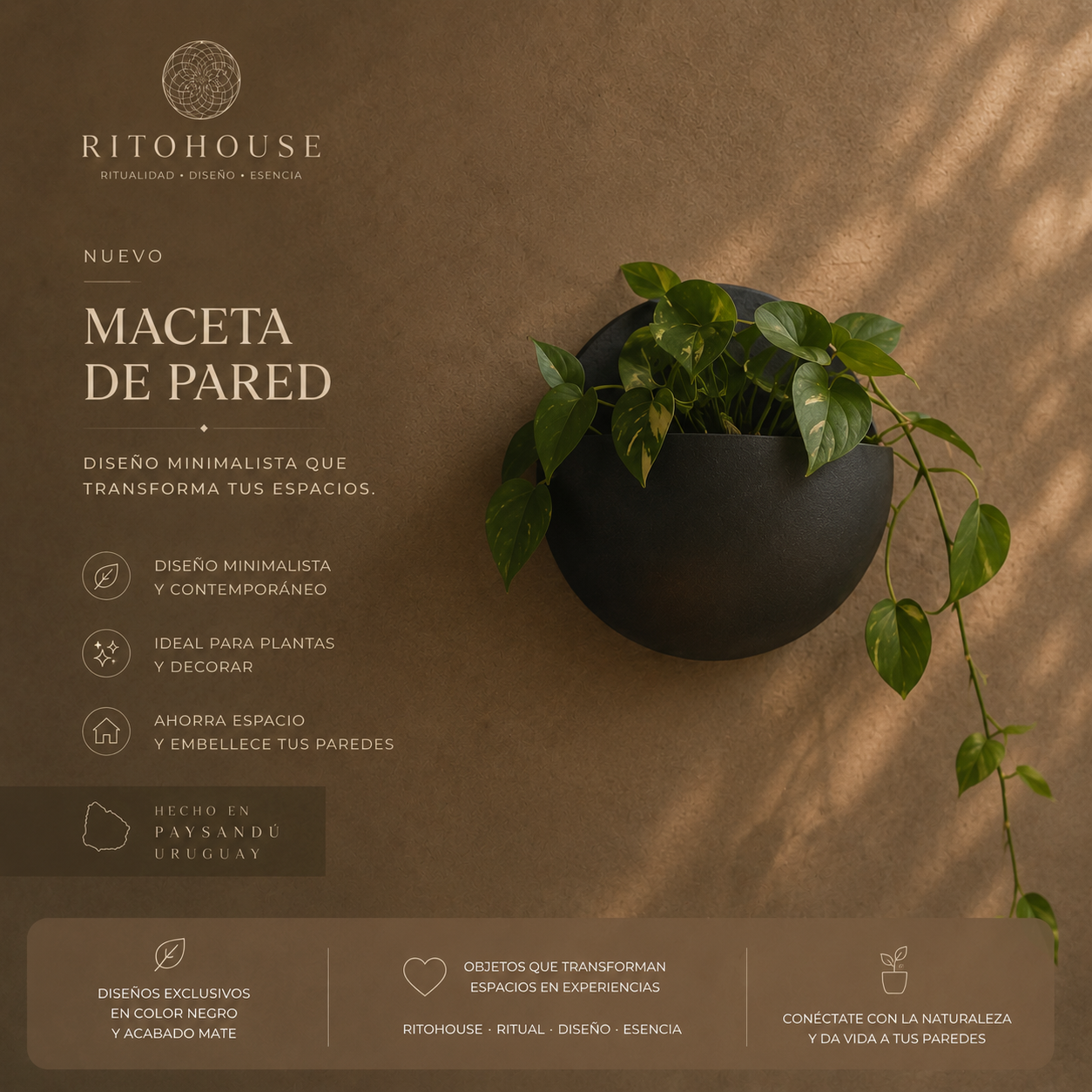 Maceta de Pared Redondeada