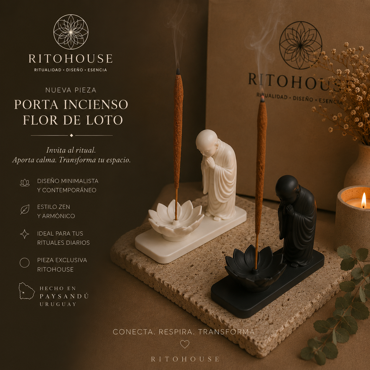 Porta Incienso Flor de Loto (3 incienso incluidos)