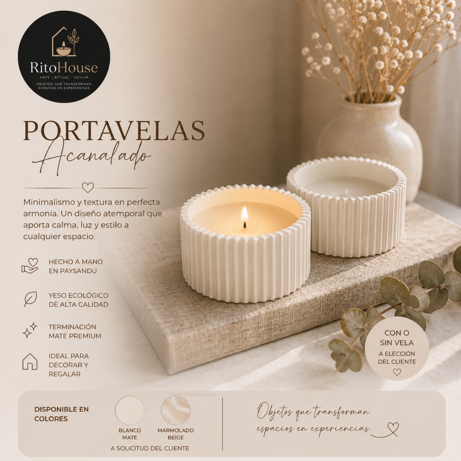 Portavela Acanalado + Vela Aromatica