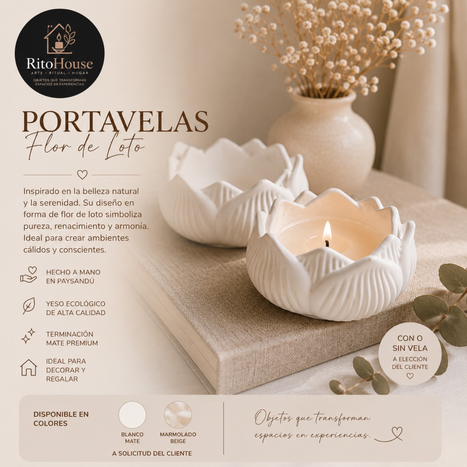 Portavela Flor de Loto + Vela Aromatica
