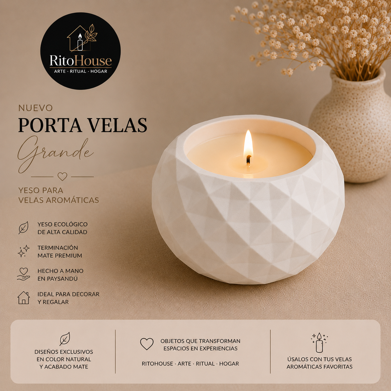 Portavela Geometrico Grande + Vela Aromatica