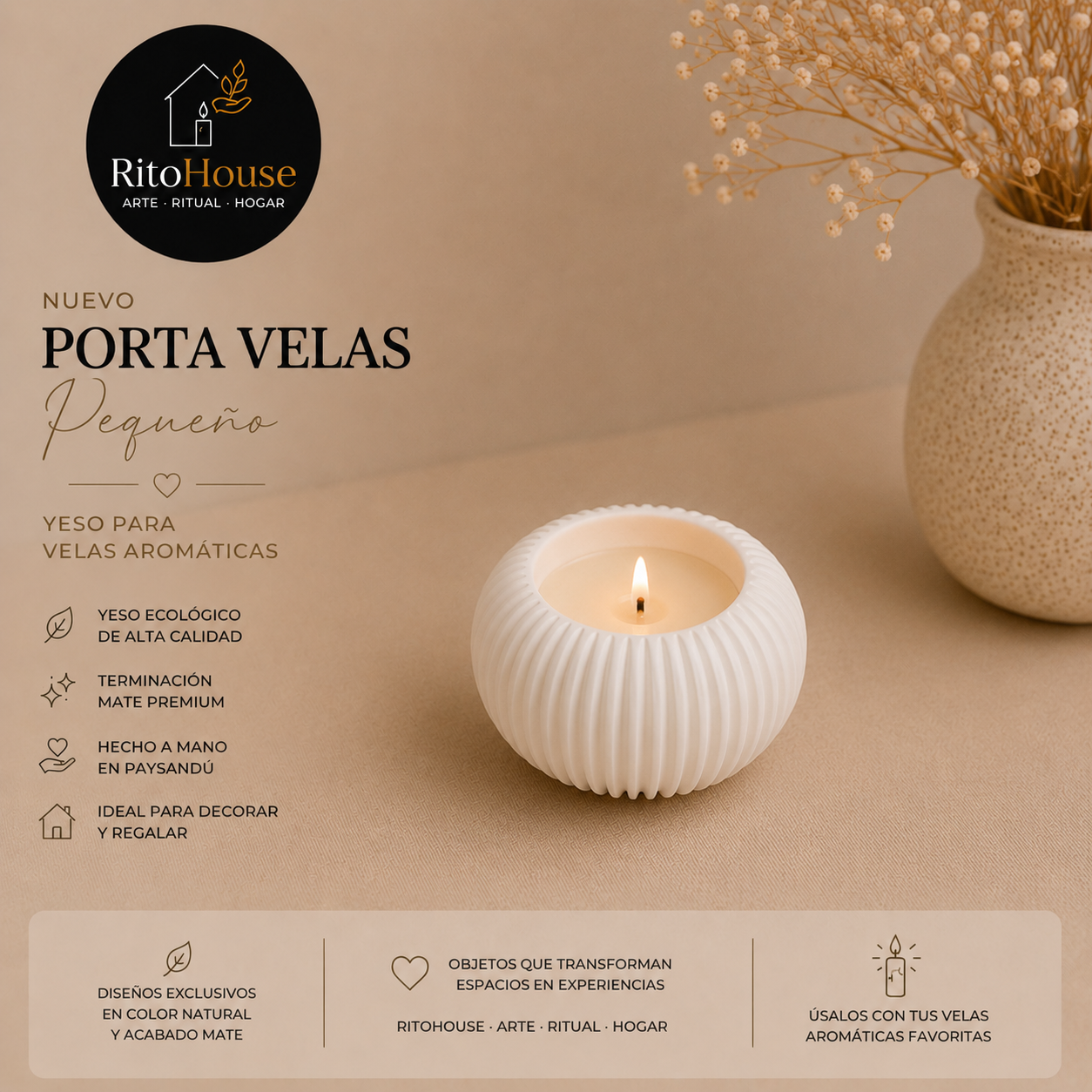 Portavela Minimalista Pequeño + Vela Aromatica