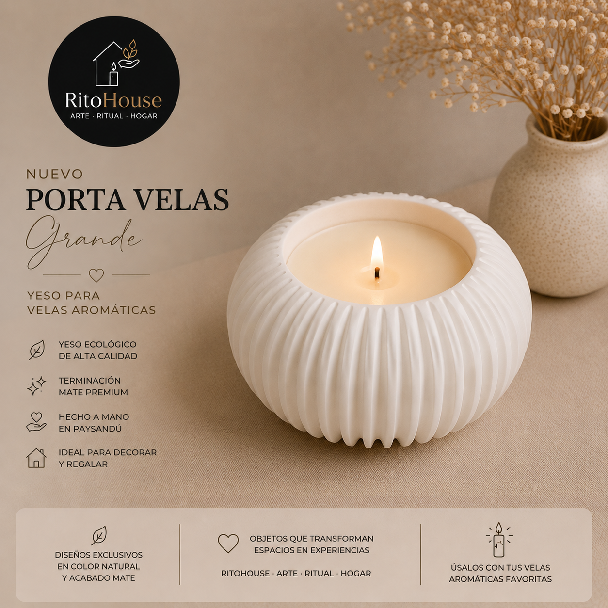 Portavela Minimalista Grande + Vela Aromatica