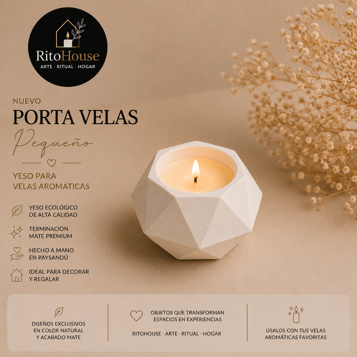 Portavela Triangulos Pequeño + Vela Aromatica