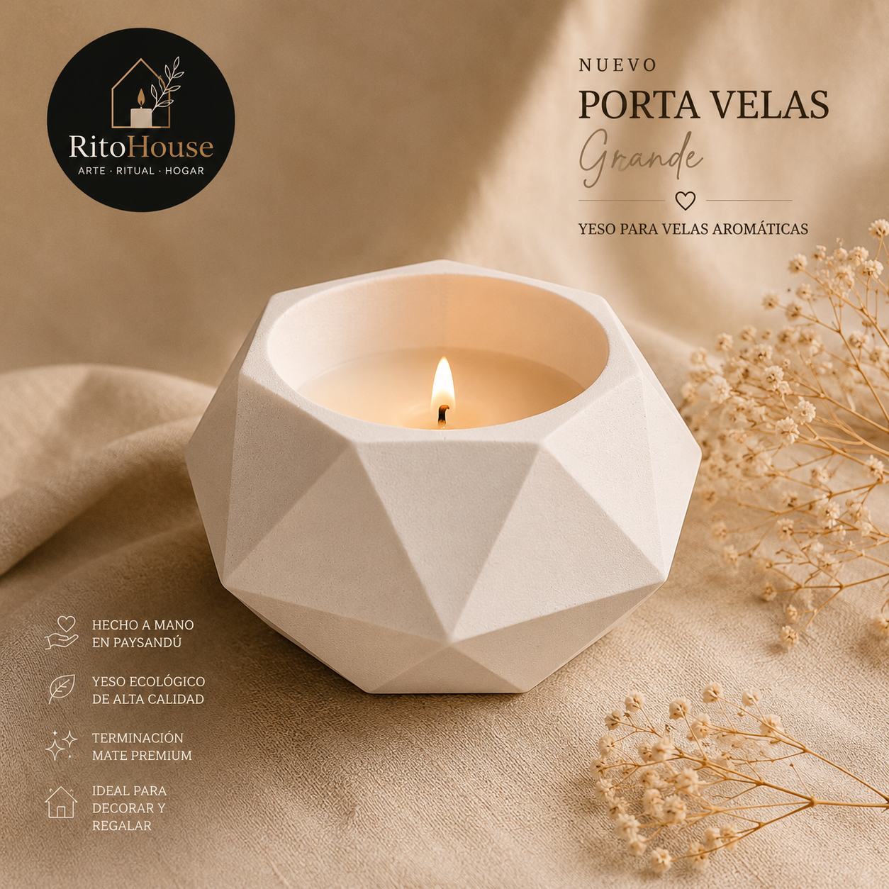 Portavela Triangulos Grande + Vela Aromatica